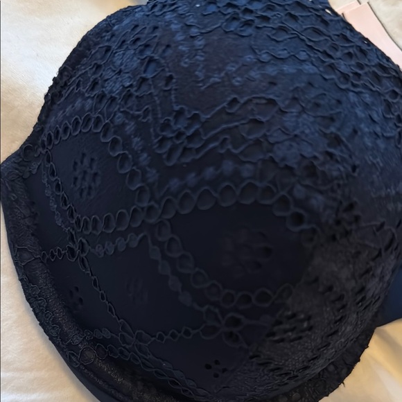 Navy Blue Lace Overlay Padded Bra - Picture 3 of 6